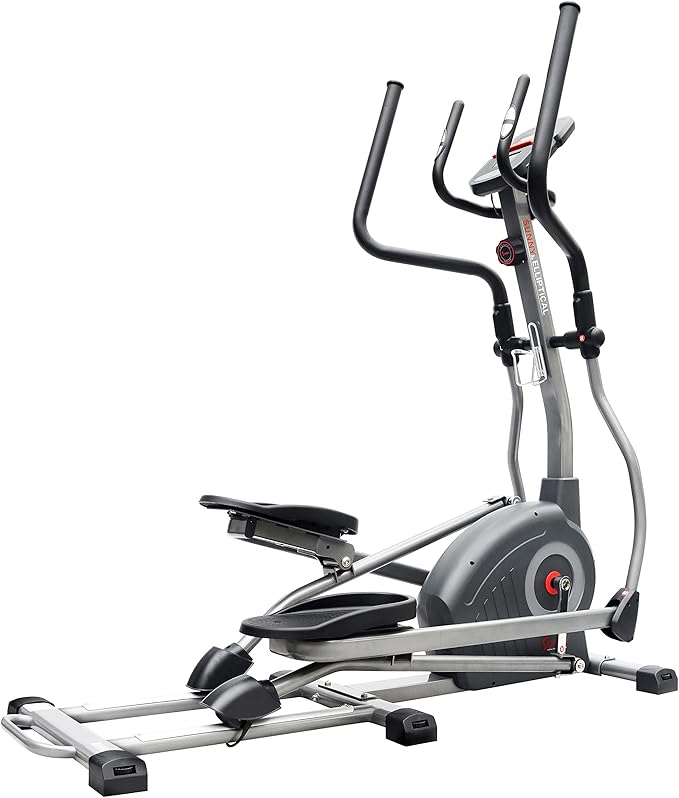 Sunny Health & Fitness Elliptical Exercise Machine, Silent Training, Long Stride Full Body Workout, Adjustable Resistance, Pulse Sensor, SunnyFit App via Bluetooth, Electric or Manual