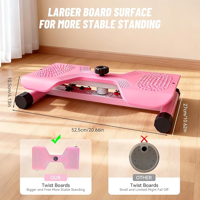 Waist Twister Machine with Resistance Bands, Noiseless Core & Belly Fat Workout Twist Board, Non-Slip Ab Exercise Disc for Men & Women, 300 Lbs Weight Capacity Home Fitness Equipment