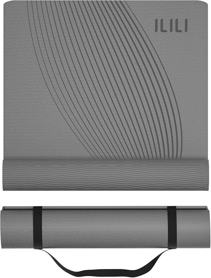 ILILI Yoga Mat, 72x25×0.3 Inch, TPE Exercise Mat, Tear-Resistant, Fitness Yoga Mat with Carrying Strap, Ideal for Yoga, Pilates, Home Workouts, Stretching & All Fitness Routines