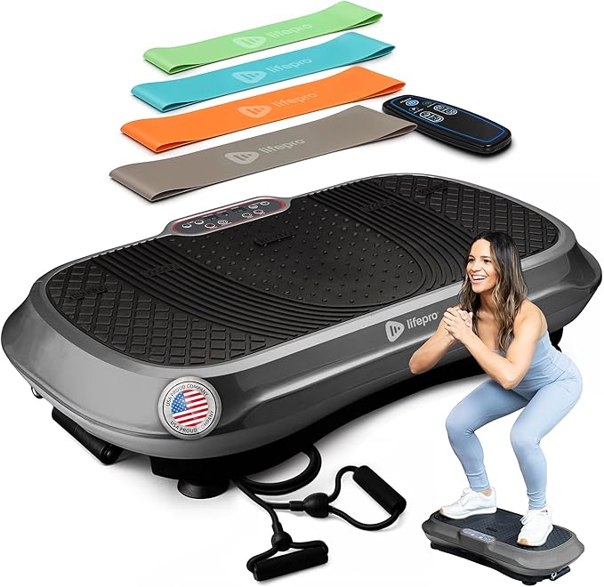Lifepro Waver Vibration Plate Exercise Machine for Lymphatic Drainage, Muscle Activation, Full-Body Workout Vibrating Platform with Loop Bands, Fitness Equipment for Strength Toning & Fat Loss