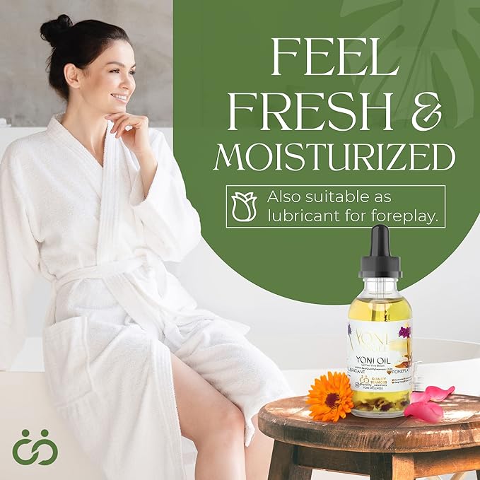 USA Made Yoni Oil, Mint Fresh Feminine Care Oil, Reduces Odor, Restores pH Balance, All Natural, Herbal Yoni Blend with Tea Tree Oil, Mint, Lemongrass, Jasmine & Chamomile Oils, 2 oz