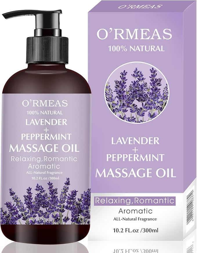 Massage Oil with Lavender and Peppermint Massage Oil for Skin Moisturizing Body Oil Lavender Oil for Men and Women 10.2 fl.oz