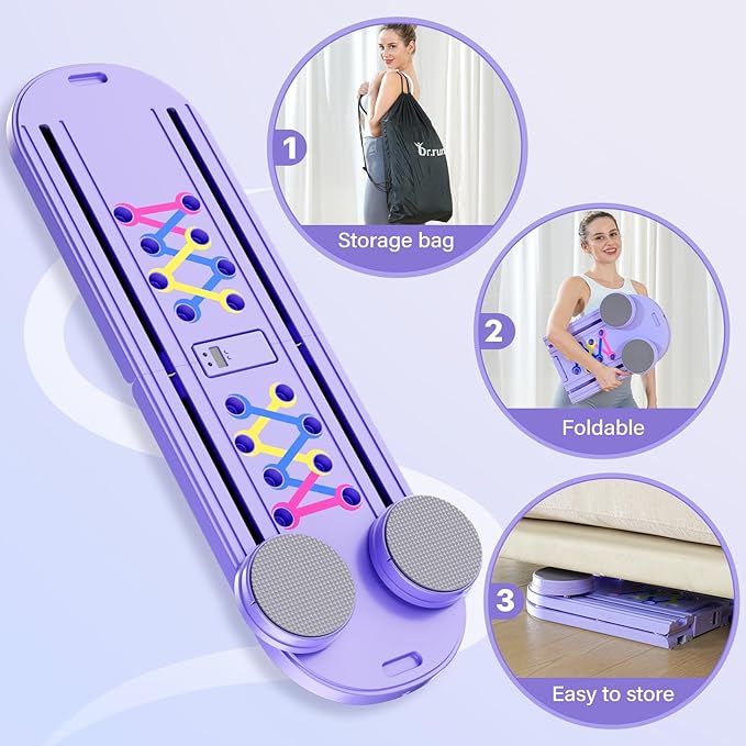 Pilates Board, Pilates Reformer Set, 7 in 1 Multifunctional Pilates Reformer Machine with Timer, Portable Foldable Pilates Board for Home Workout, Pilates Kit with Storage Bag，One Piece per Item
