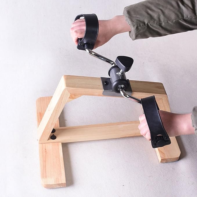 Pedal Exerciser Bike Solid Wood Under Desk Bicycle, Legs Arms Training Peddler Exerciser for Seniors, Fitness Peddler for Elderly Rehabilitation Workout Leg Exercisers