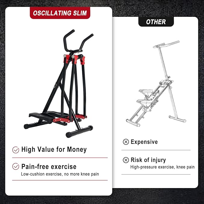 Air Walker Exercise Machine, Cardio Cross Trainer Glider for Home Exercise, Foldable Elliptical for Small Spaces, 350LBS Weight Capacity