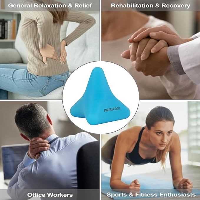 Manual Trigger Point Massage Tool. Small Massager Ball for Deep Tissue Myofascial Release Physical Therapy Foot Plantar Fasciitis Pain Relief Muscle Knot Psoas Hip Flexor Iliacus Release 3×2.6″(Blue)