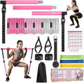 Pilates Bar Kit with Resistance Bands,Pilates Bar with Stackable Bands Workout Equipment for Legs,Hip,Waist and Arm,Exercise Fitness Equipment for Women & Men Home Gym Yoga Pilates