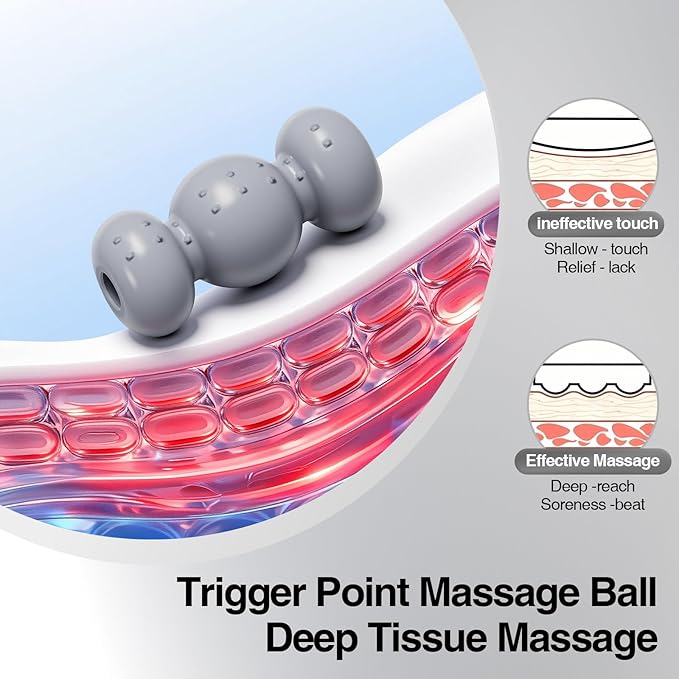 Neck Roller Massage Tool-Manual Neck Massager for Pain Relief Deep Tissue,6 Trigger Point Massager Ball for Neck&Shoulder Relaxer,Adjustable Opening,Ergonomic Grip
