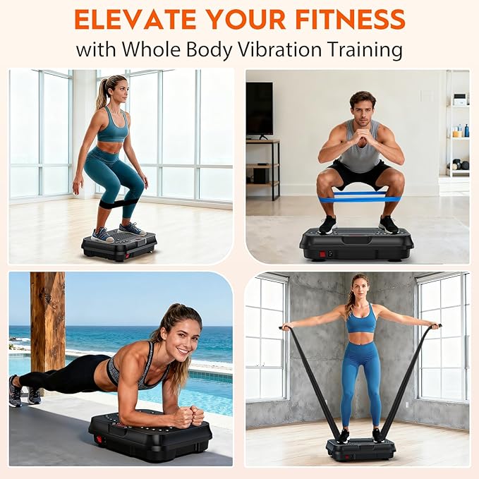 Vibration Plate Exercise Machine, Vibrating Plate for Lymphatic Drainage, 400 Lbs Capacity 250 Speed Levels Whole Body Fat Burner Weight Loss Shake Board, Vibrate Platform Machine