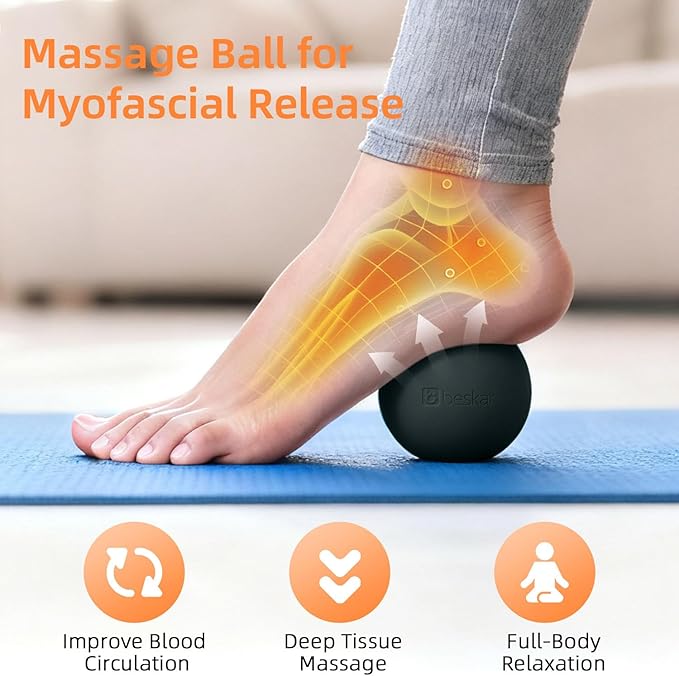 Massage Lacrosse Balls for Myofascial Release, Trigger Point Therapy and Yoga Therapy, Foot Massage Ball to Relieve Plantar Fasciitis Blackish Green