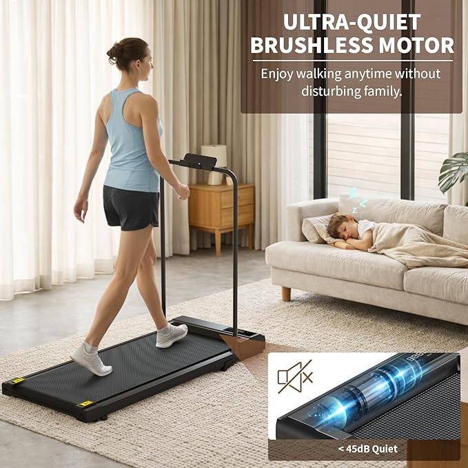 STRIDEMAX Quiet Folding Treadmill with Manual Incline, 2.5HP Under Desk Walking Pad, Basic LED Display, Shock Absorption, Space-Saving Fitness Equipment for Small Apartments - Joystride Series