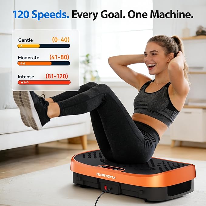 Vibration Plate Exercise Machine - 120 Levels, 350lb Capacity, Quiet Motor with Remote Control for Home Fitness & Weight Loss