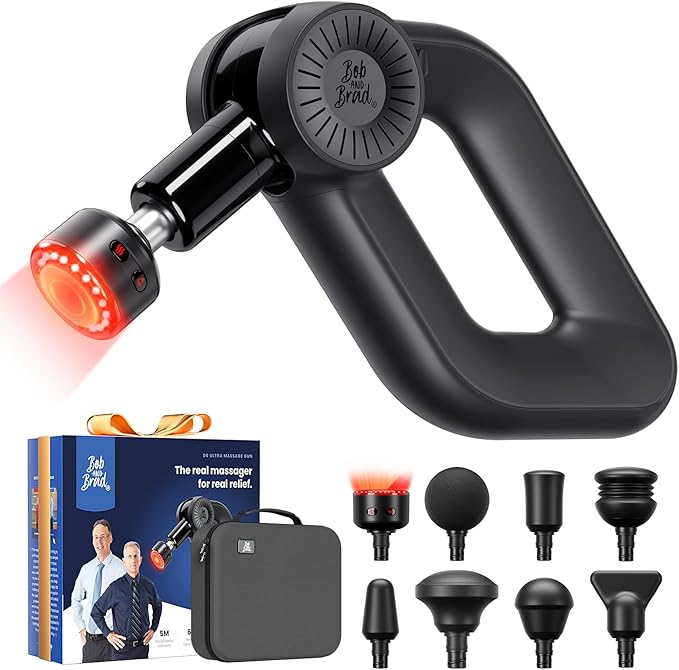BOB AND BRAD D6 Ultra Massage Gun with Infrared Light, Deep Tissue Percussion Massager Gun with 16mm Amplitude, Professional Muscle Massager for Athletes, Electric Handheld Massager