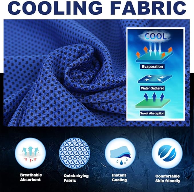 Pack of 20 Cooling Towel 40x12'' Ice Towel for Neck and Face Microfiber Chilly with Bag Breathable Yoga Gym Stay Cool Towels Sweat Rag for Workout Running Camping Pilates Beach, Dark Blue