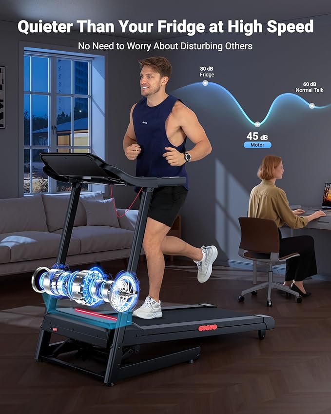 THERUN Incline Treadmill 18" LED Screen & 16.5‘’ Wide Belt, Running Treadmill 2 Layers Shock-Absorbing, Foldable for Indoor Fitness Workouts