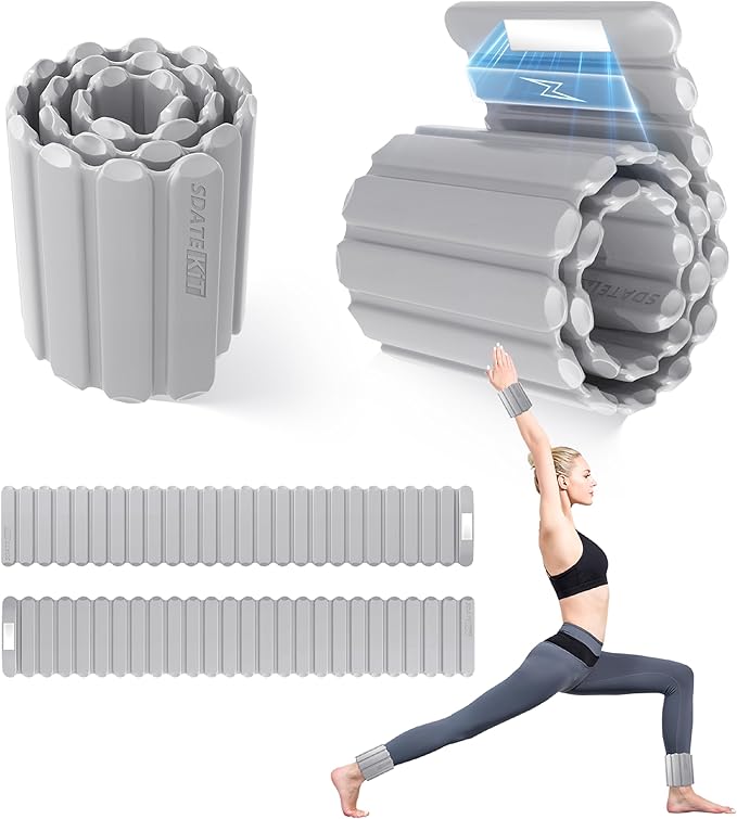 Wrist and Ankle Weights for Women & Men 2 Pack (1lb Each), Adjustable Silicone Wearable Arm & Leg Weights for Pilates, Gym, Yoga, Cardio, Strength Training