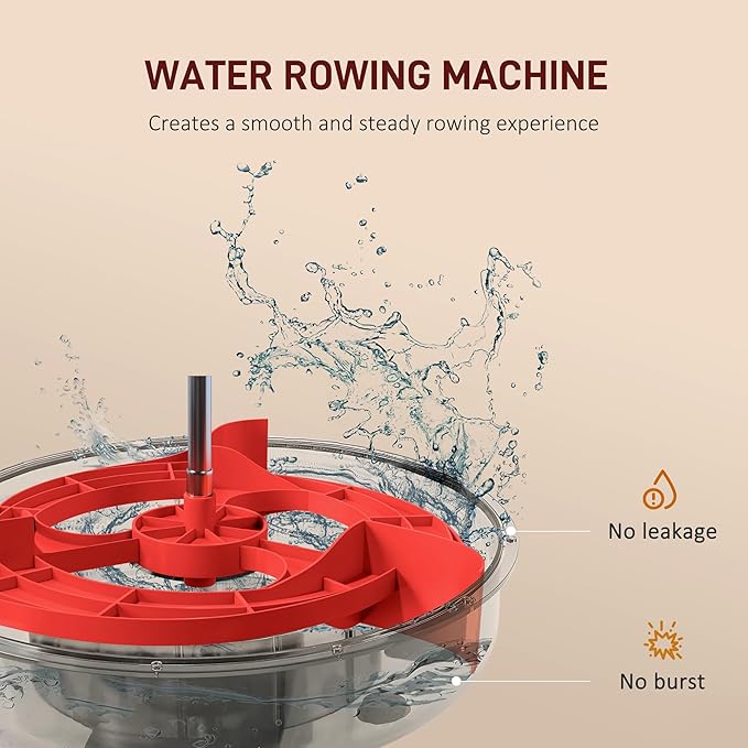 Water Rowing Machine for Home, Foldable Rower Machine with Adjustable Water Resistance, LCD Monitor, Tablet Holder and Transport Wheels for Home Cardio Training 264 lbs Weight Capacity Red