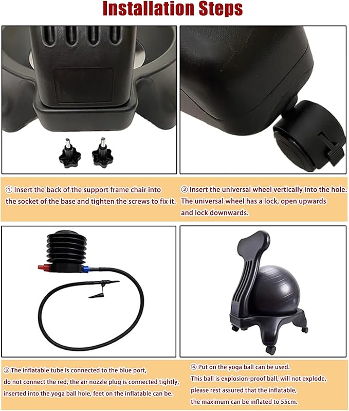 Yoga Ball Chair with Back Support - Ergonomic Posture Chair for Back Pain Relief, Physical Therapy & Exercise - Ideal for Teachers, Students, Workers, and Maternity Use