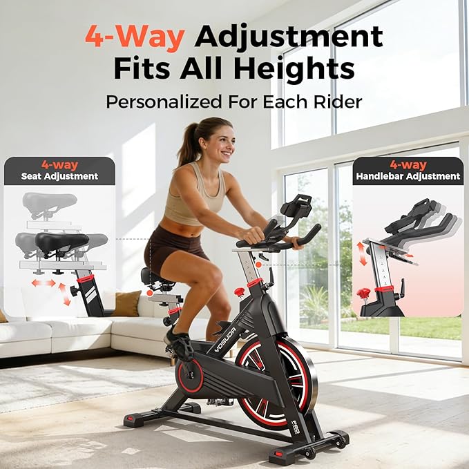 YOSUDA PRO Magnetic Exercise Bike 350 lbs Weight Capacity - Indoor Cycling Bike Stationary with Comfortable Seat Cushion, Silent Belt Drive 010C