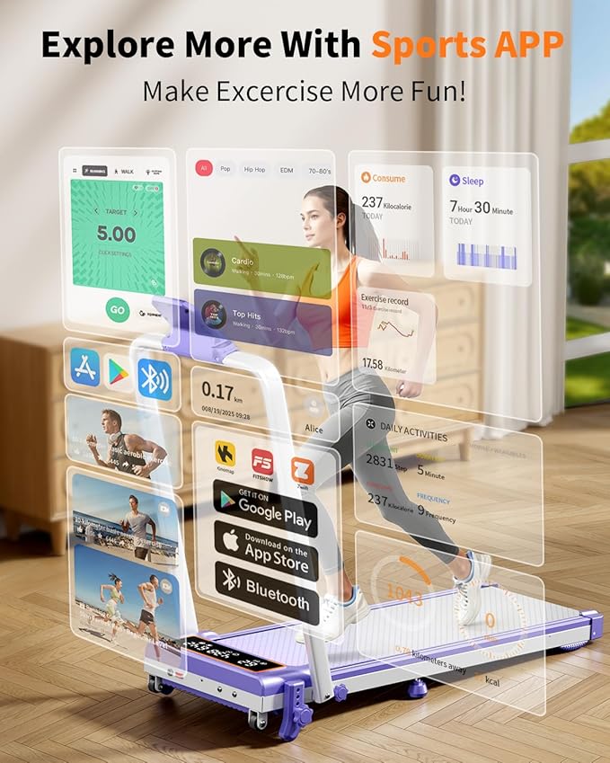 Folding Walking Pad with 15% Incline/RGB Light/Dual Screen Display, 3.5HP Treadmills for Home, Portable Walking Pad Treadmill with Handle Bar and 4 Adjustable Incline, 350lbs Capacity, Smart App