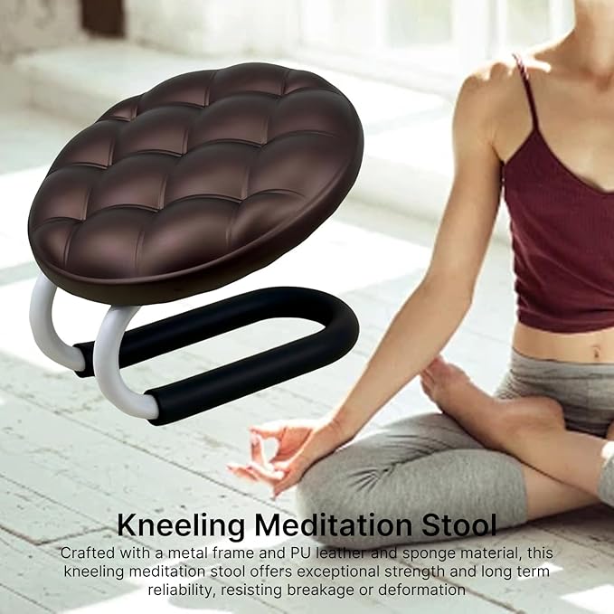Kneeling Meditation Stool, Prayer Bench Gift Portable Kneeling Bench, Lightweight Meditation Bench Seat for Studio, Praying, Brown