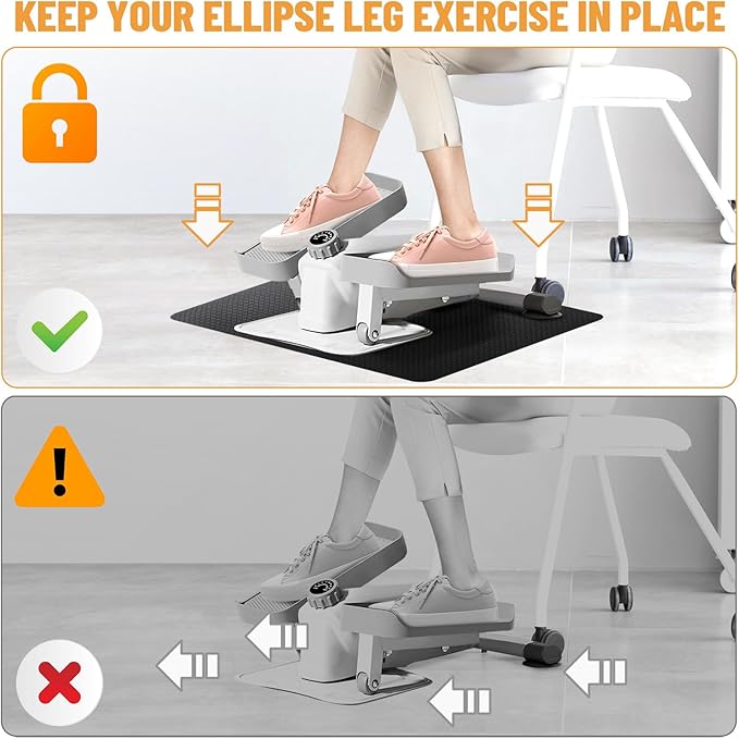 Under Desk Elliptical Mat - Non-Slip Exercise Equipment for Peloton Bike, Small Exercise Mat for Desk Workout Equipment