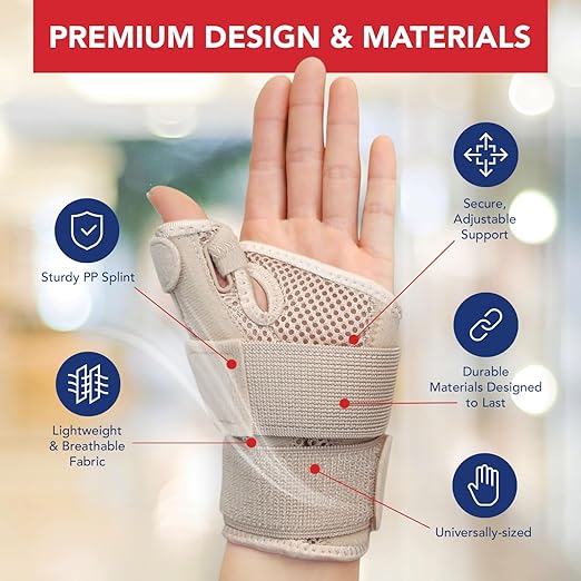 Doctor Developed Ergonomical Thumb Brace Support Right Hand or Left Hand for Arthritis Pain and Support, Thumb Spica Splint for Trigger Thumb, Thumb Stabilizer for Tendonitis, Sprain (Nude /1 Pack)