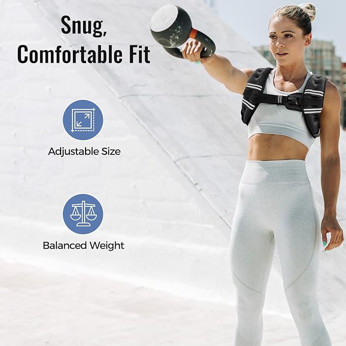 Weighted Vest for Women & Men with Reflective Stripe and Adjustable Buckle, Comfortable & Durable Rucking Vest for Walking, Running & Strength Training