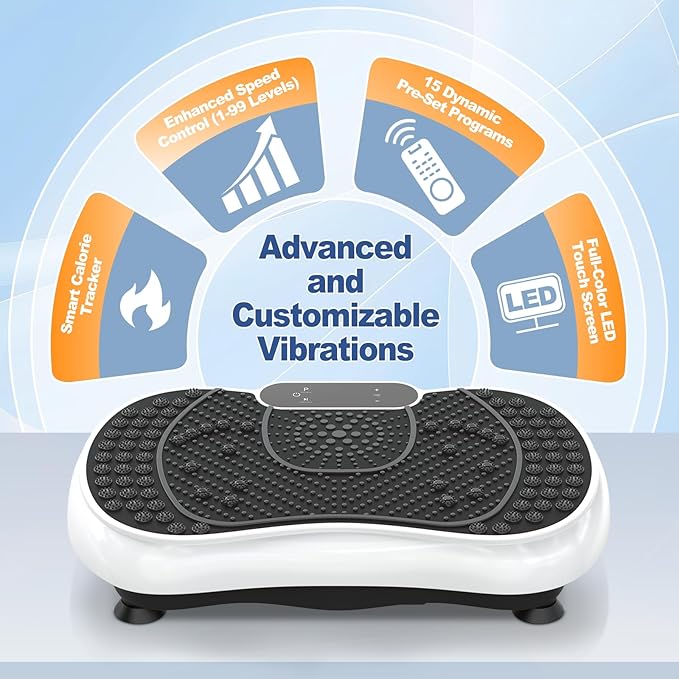 Bigzzia Vibration Plate Exercise Machine for Weight Loss – 100-Speed Platform with Remote & Resistance Bands, 450 lbs Capacity – Quiet Full Body Workout for Lymphatic Drainage at Home