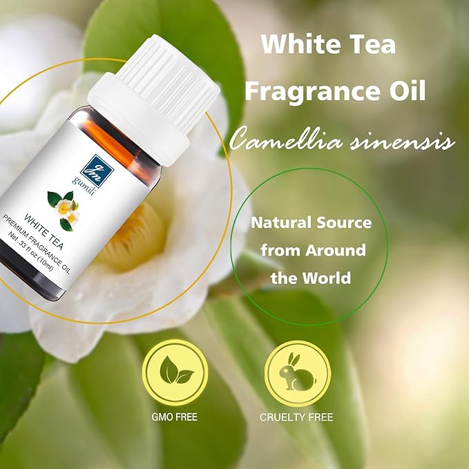 White Tea Diffuser Oil - Pure Natural Fragrance for Aromatherapy, Perfume Making, Candles, Soap, Room Spray, Diffuser Blends - Organic, 10mL Undiluted - Pack of 2