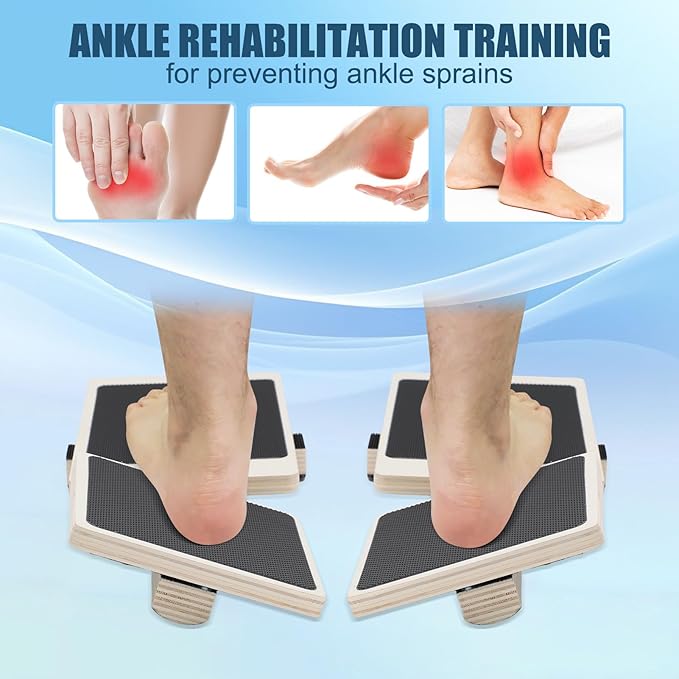 Ankle Balance Board Single Leg Wood Anti Slip Foot Strengthener Trainer for Sprained Ankle Plantar Fasciitis Posture Correcting
