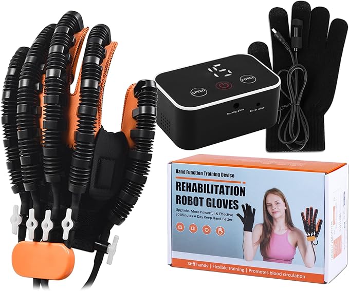 Rehabilitation Robot Gloves for Stroke Recovery Hemiplegia Finger Hand Function Rehabilitation Therapy Arthriti Glove (Left Hand M)
