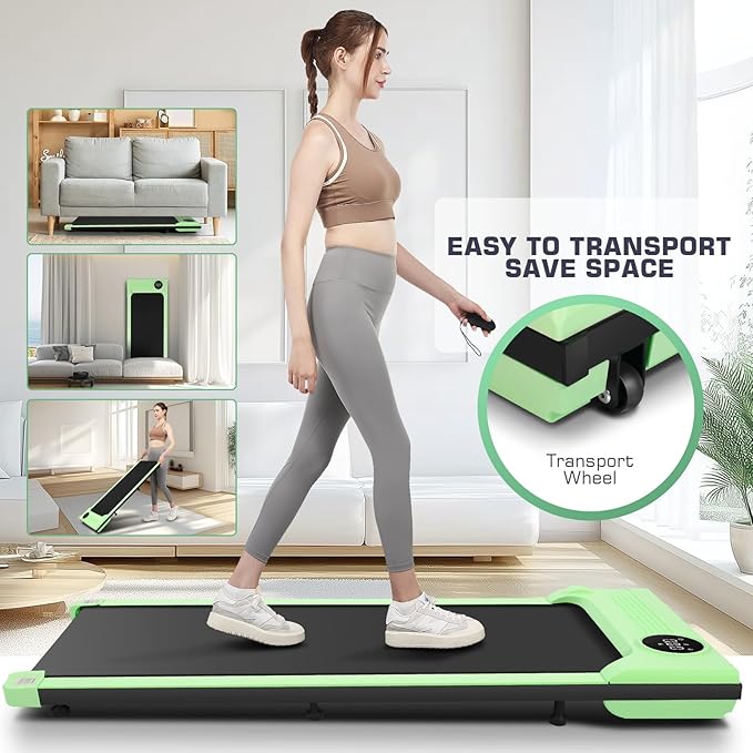 Under Desk Walking Pad for Home Office - 2.5 HP Portable Treadmill With 300 lb Capacity, Compact Jogging Running Machine, Remote Control and LED Display
