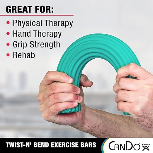 CanDo Twist-n' Bend Flexible Resistance Bars For Grip And Forearm Strengthening, Physical Therapy, Rehabilitation, Golf Training, Tennis Elbow, Injury Recovery, and Pain Relief