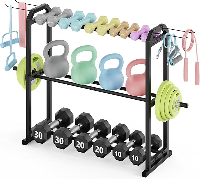 IMAYCC 3 Tier Dumbbell Rack Weight Rack Heavy Duty Weight Storage Organizer for Home Gym, Up to 390 lb Capacity for Dumbbells Kettlebells Weight Plates(dumbbell rack stand only)