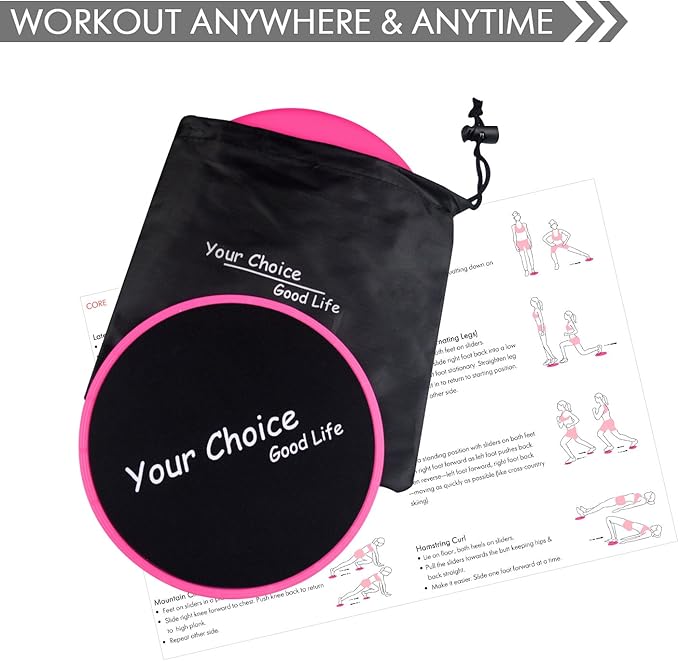 Your Choice Core Sliders - Dual Sided Exercise Gliding Discs for Carpet & Hardwood, 7" Workout Sliders