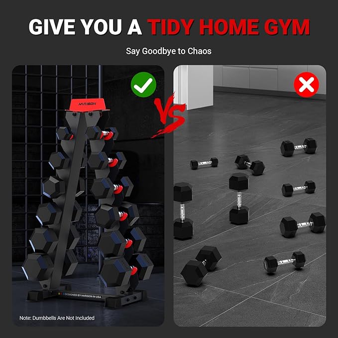 HARISON 6-Tier Dumbbell Rack Stand Only, A-Frame Design Weight Rack for Dumbbells, Strength Training Dumbbells Storage Rack for Home Gym (Dumbells not Included)