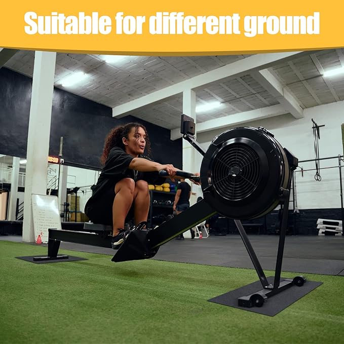 Riakrum 2 Pieces Rower Mat Compatible with Model D Concept 2 Rowing Machine Anti Slip and High Density Thick Floor Mat for Home Gym Foam, Black