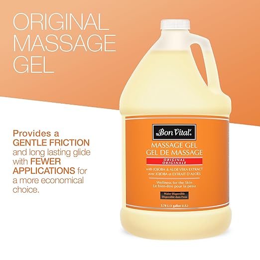 Bon Vital' Original Massage Gel, 1 Gallon, Hypoallergenic & Paraben-Free, Professional Massage Gel, Hydrating Massage Cream Alternative for Dry Skin and Sensitive Skin