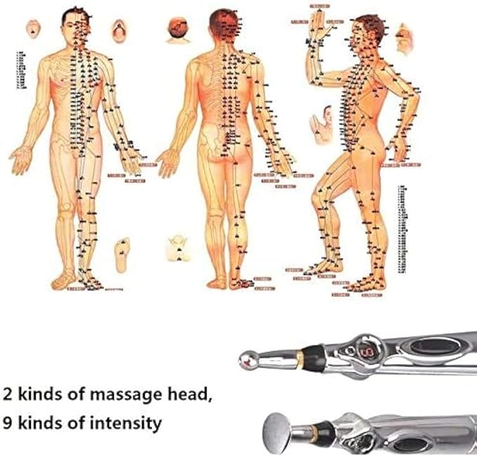 Zeerkeer Acupuncture Pen 3-in-1 Electronic Acupuncture Pen for Pain Relief, Powerful Meridian Energy Pulse Massage Pen, Includes Massaging Gel