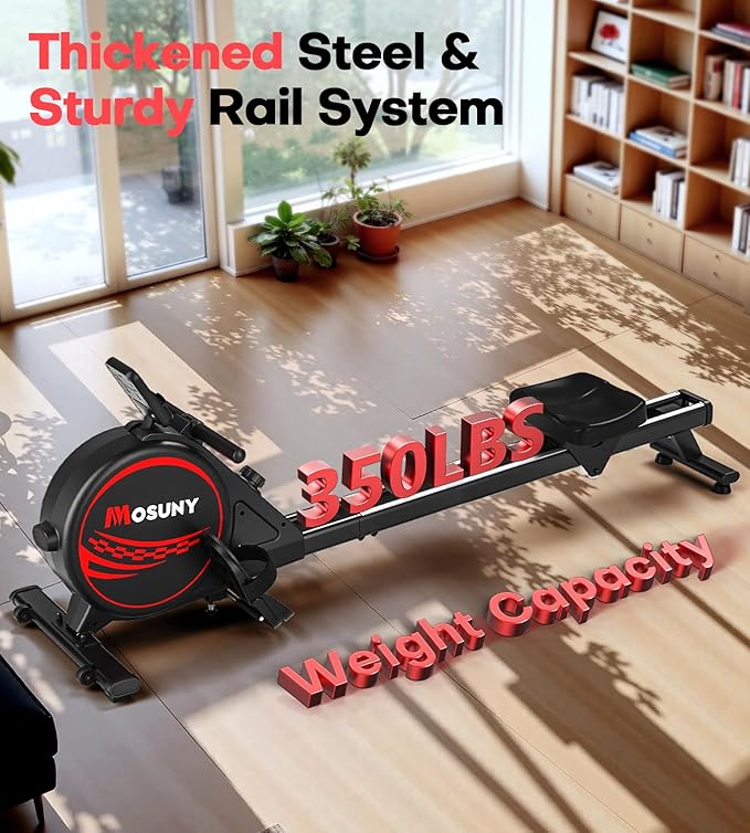 Rowing Machines for Home, 16/32-Level Adjustable Resistance, Magnetic Rowing Machine with App Supported, 350/400 LB Weight Capacity, Upgraded Dual Slide Rails with LCD Data Display Screen