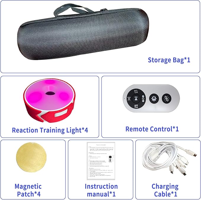 4Pcs/Pk Agile Reaction Training Lamp Set, Reaction Training Light Speed Agile Reaction Light Sports Equipment Quick Reaction Lights Enhancing Speed and Agility Tools