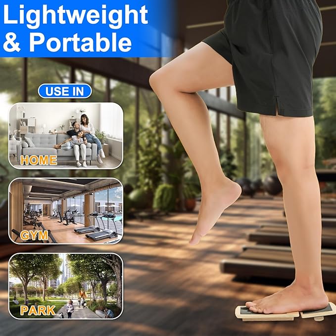 Ankle Balance Board for Foot Strengthener Stretcher, Stability Exercises, Plantar Fasciitis Relief Sprained Exerciser Non-slip Leg Balance Trainer for Ankle Rehab, Foot Arch Pads Wood Wobble Board