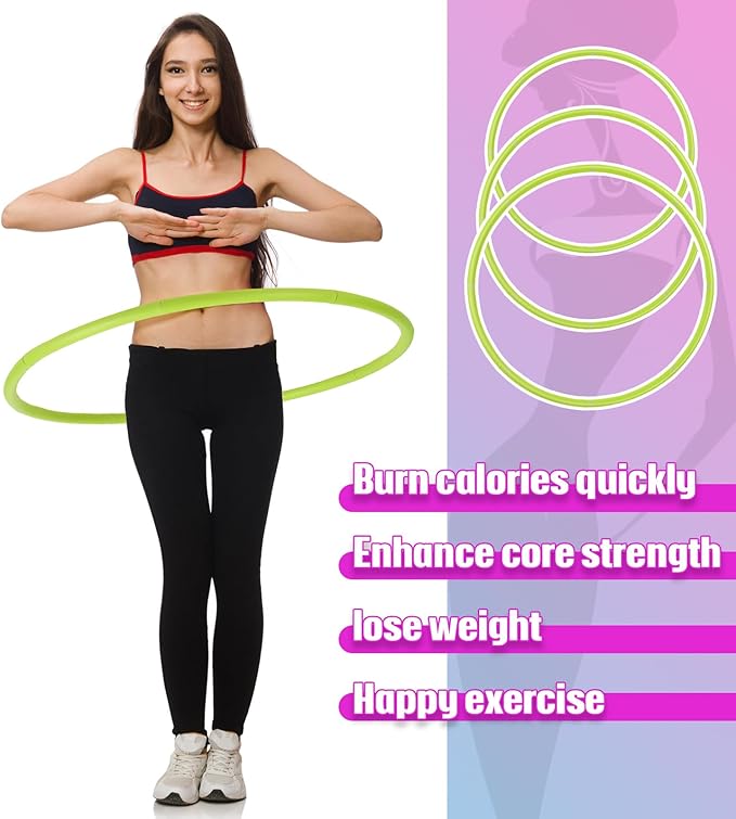 Exercise Fitness Hoop for Women 37 Inch Removable Adjustable Weighted Hoop Suitable for Adult Weight Loss and Home Fat Burning Exercise Workouts Gym