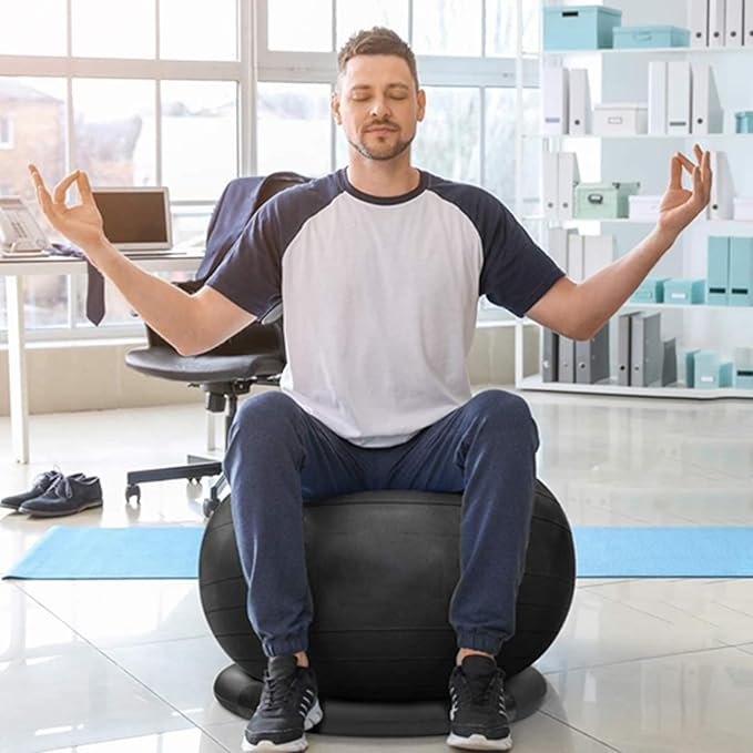 ROYUMI Exercise Ball Chair for Yoga/Fitness, Stability Ball Chair for Office Adults Desk, Pregnancy Ball Chair with Pump, Improve Balance (Size : 75 cm (29 1/2"))
