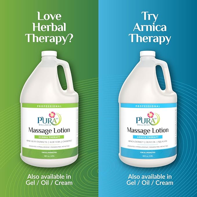 Herbal Therapy 1 Gallon Massage Lotion, Aloe Vera, Professional, Massage Therapy, Deep Tissue, Unscented, Hypoallergenic, Natural Ingredients, Skin Hydrating, Moisturizing, Muscle Relief