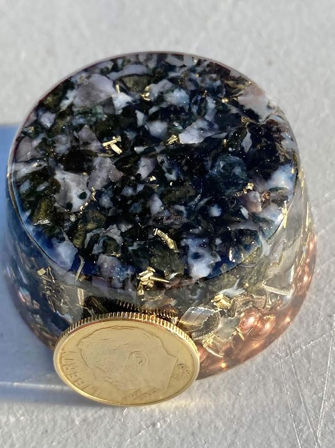 Indigo Gabbro Merlinite Orgone Generator Energy Accumulator 528Hz/7.83Hz/Advance Harmonics Many Beautiful Ingredients and Colors! (Indigo Gabbro Merlinite)