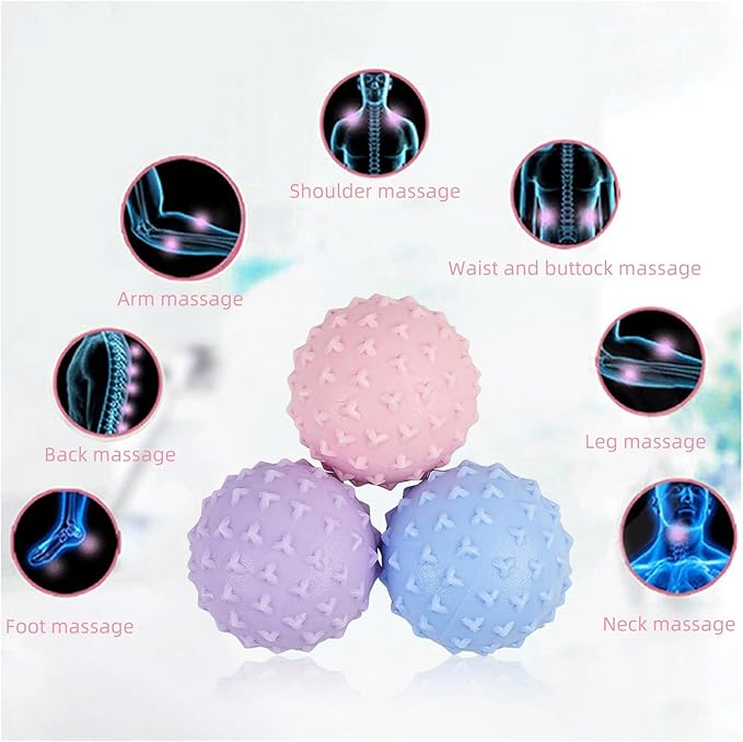 WOVTE Massage Lacrosse Ball Set for Sore Muscles, Shoulders, Neck, Back, Foot, Body, Deep Tissue, Trigger Point, Muscle Knots, Yoga and Myofascial Release