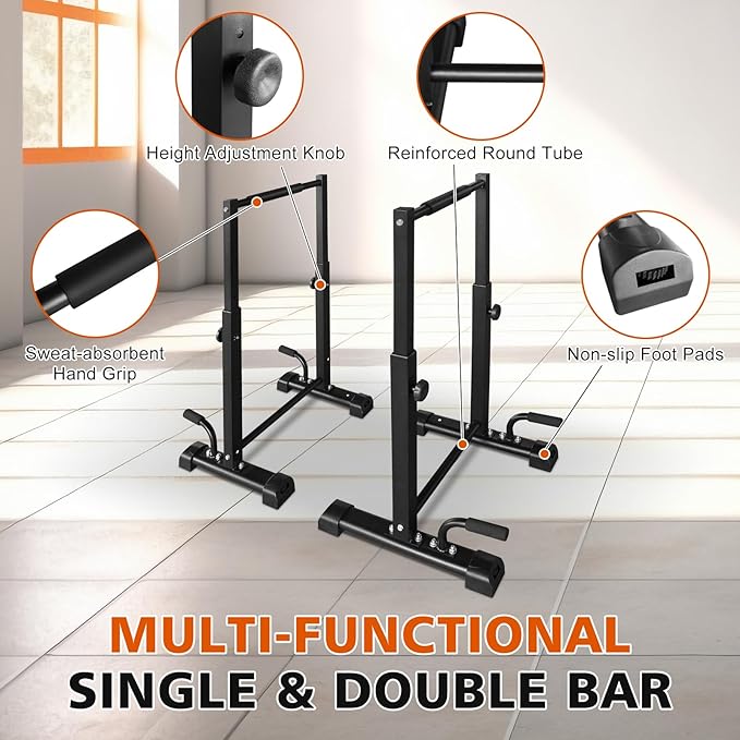 Dip Bar Heavy Duty Steel Dip Stand Station, Pull Up Bar for Fitness Home Gym Workout, Parallel Bars Dip Equipment for Strength Training (1200LBS Loading Capacity, 2025 New Version)