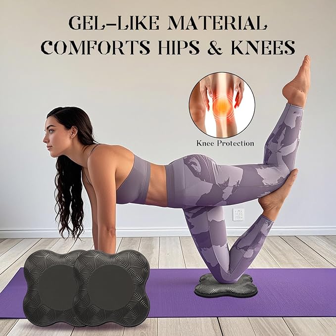 2 Packs Yoga Knee & Elbow Cushions - Extra Thick Foam for Knees, Elbows, Wrists, Hands & Head - Pilates & Kneeling Pads - Support Foam Pads for Women & Men